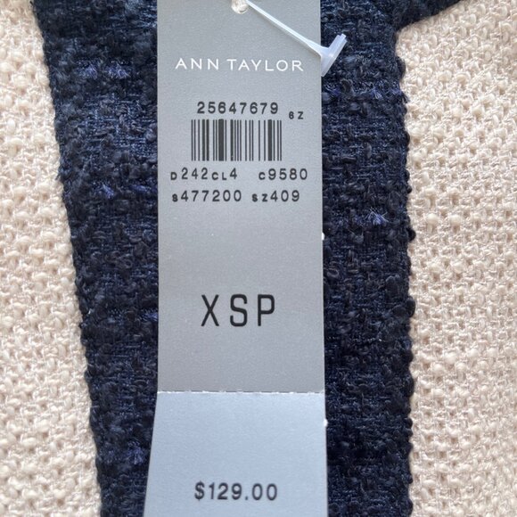 Ann Taylor Cream & Dark Navy Jacket XSP Petite - NWT - Picture 2 of 3